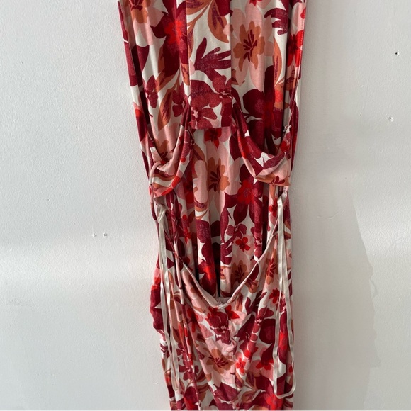 Free People Mimi Pink Red Floral Ruched Beachy Flowy Maxi Dress 37625 - Picture 5 of 14